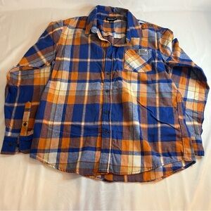 Stylish Blue and Orange Plaid Button-Down Shirt